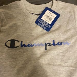 Kids champion grey and blue logo shirt